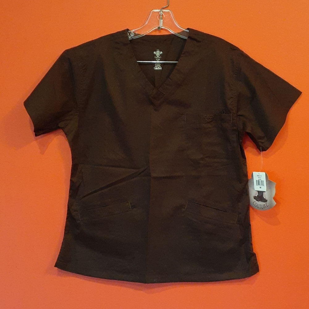 Med Couture scrub top medium espresso new with tag